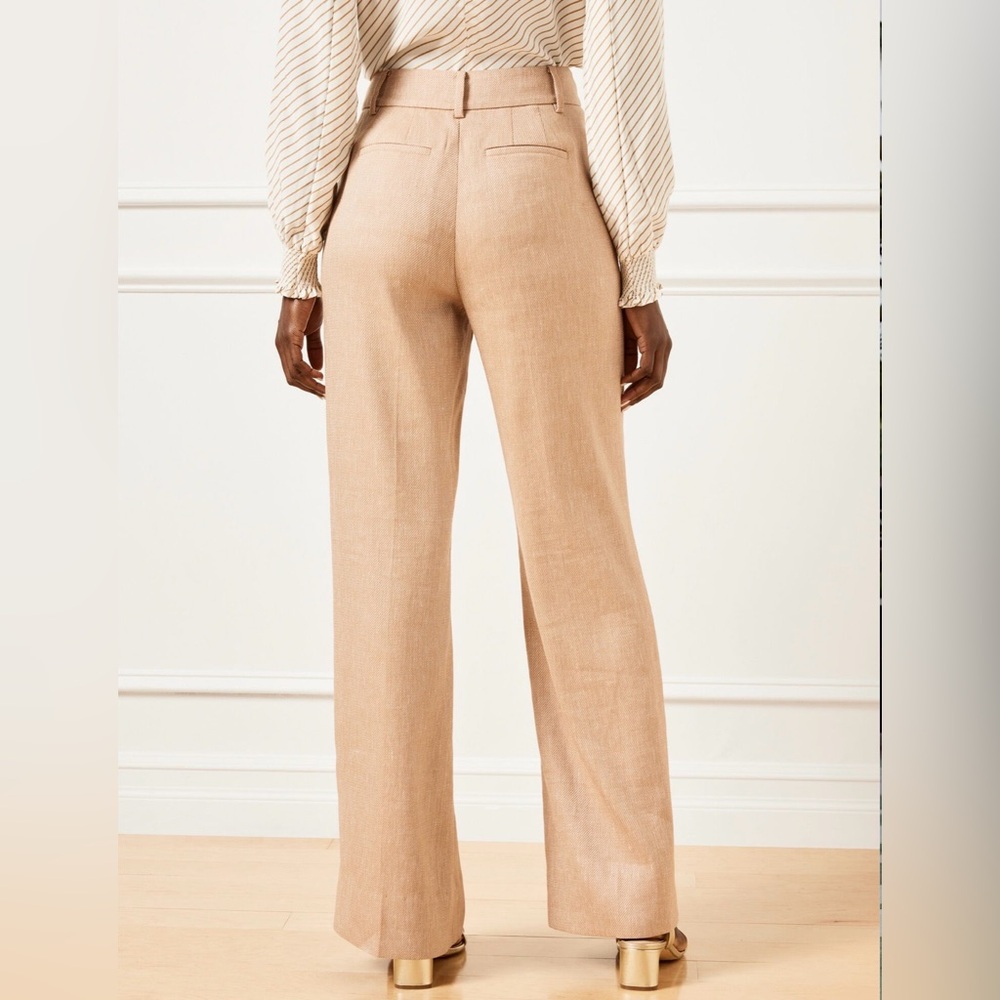 Talbots Cafe Wide Leg Textured Stretch Linen Pants Classic Timeless Flattering‎ - Picture 3 of 11